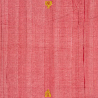 Yellow Handloom Rasipuram Cotton Saree With Diamond & Temple Motifs