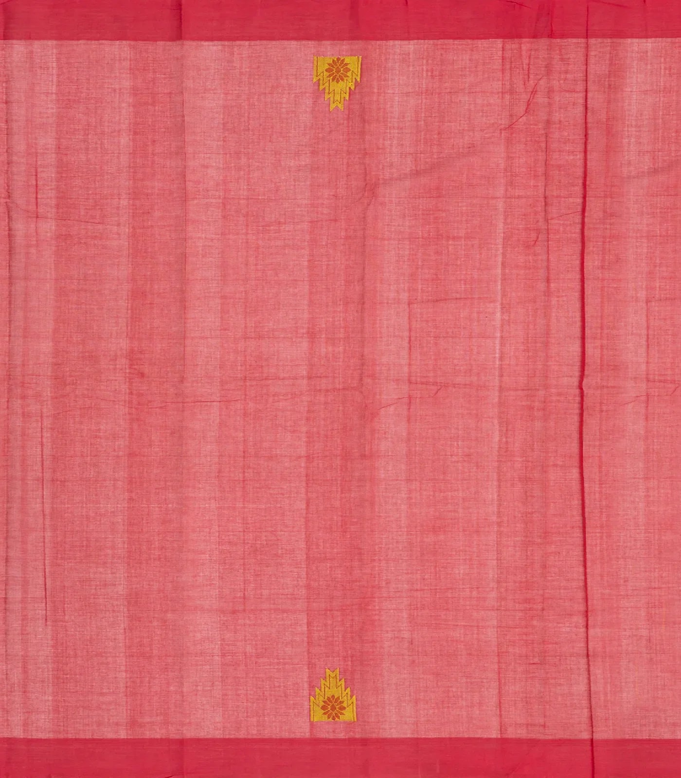 Yellow Handloom Rasipuram Cotton Saree With Diamond & Temple Motifs