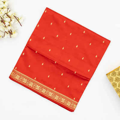 Red Banarasi Silk Saree With Floral Motifs