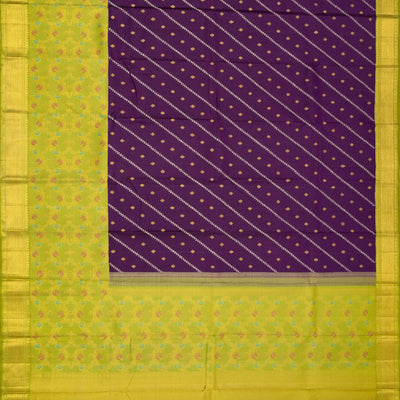 Magenta Handloom Kanchipuram Korvai Silk Saree With Meena Border