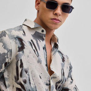 Cream Textured Abstract Shirt