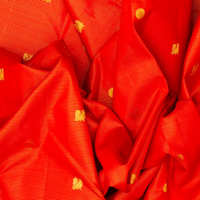 Red Handloom Kanchipuram Vairaoosi Silk Saree With Annam Buttas
