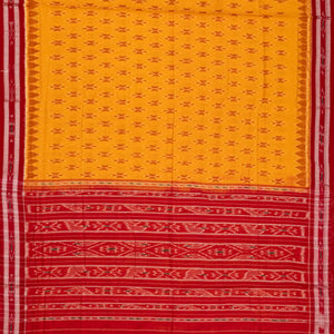 Turmeric Yellow Orissa Cotton Saree With Tie & Dye Floral Motifs