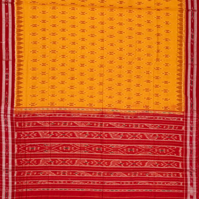 Turmeric Yellow Orissa Cotton Saree With Tie & Dye Floral Motifs