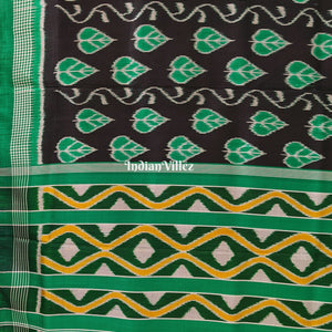 Black With Green Odisha Ikat Contemporary Silk Saree