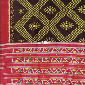Brown Tarabali Odisha Ikat Contemporary Silk Saree