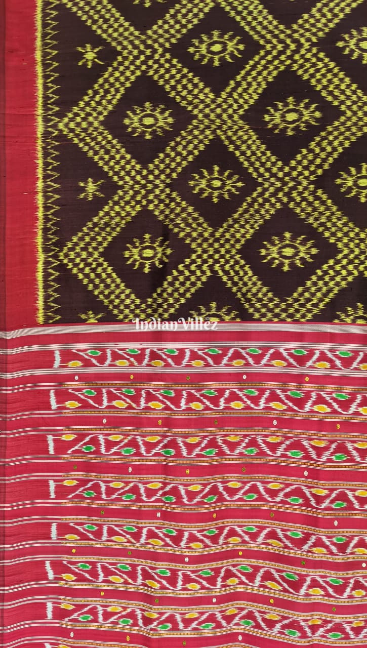 Brown Tarabali Odisha Ikat Contemporary Silk Saree