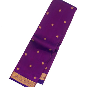Purple Handloom Kanchipuram Silk Saree And Annam Chakaram Buttas