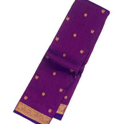 Purple Handloom Kanchipuram Silk Saree And Annam Chakaram Buttas
