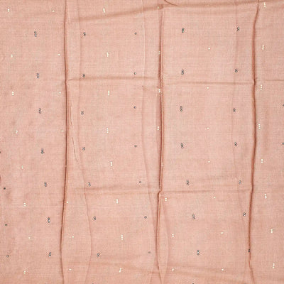 Light Peach Handwoven Printed Tussar Silk Saree With Floral Motifs-Light Peach