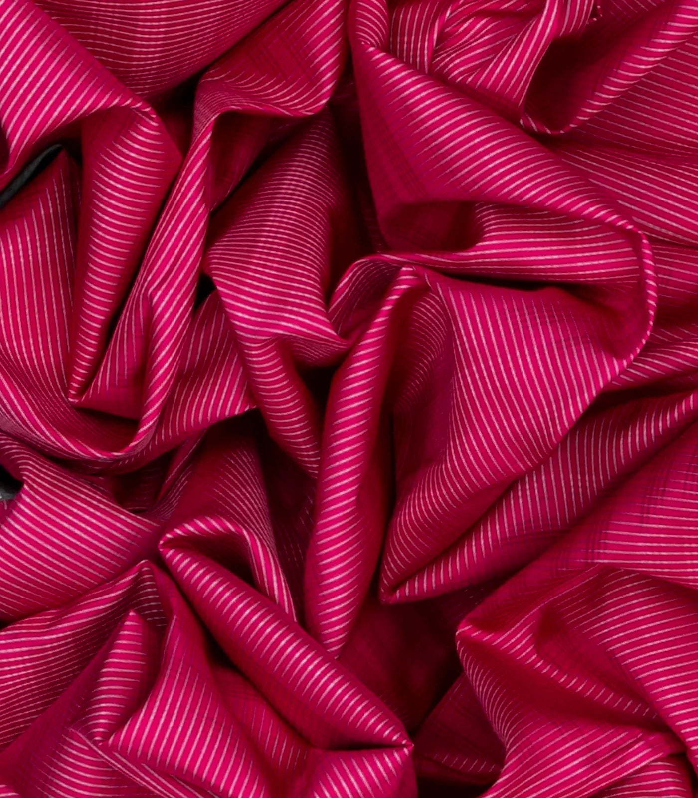 Pink Handloom Soft Silk Saree With Stripes & Contrast Grey Border