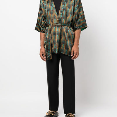 Ozwald Boateng Printed silk short kimono