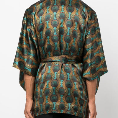 Ozwald Boateng Printed silk short kimono