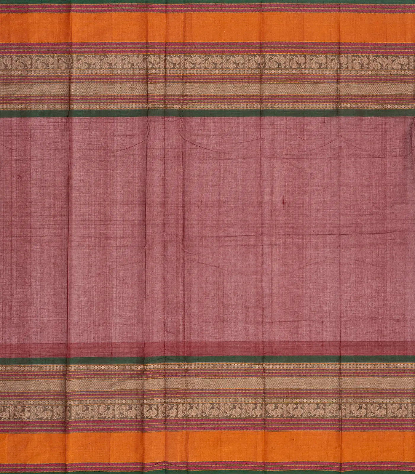 Crimson Handloom Kanchi Cotton Saree With Contrast Border
