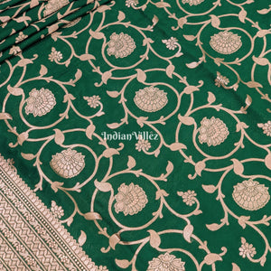 Teal Green Uppada Katan Silk Banarasi Saree