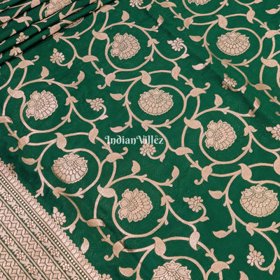 Teal Green Uppada Katan Silk Banarasi Saree