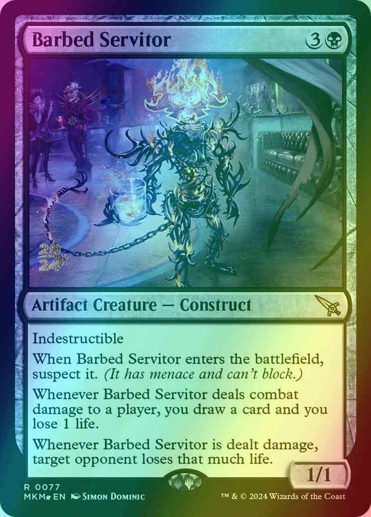Barbed Servitor [77s] [Prerelease] [Murders at Karlov Manor: Promos] [Foil]