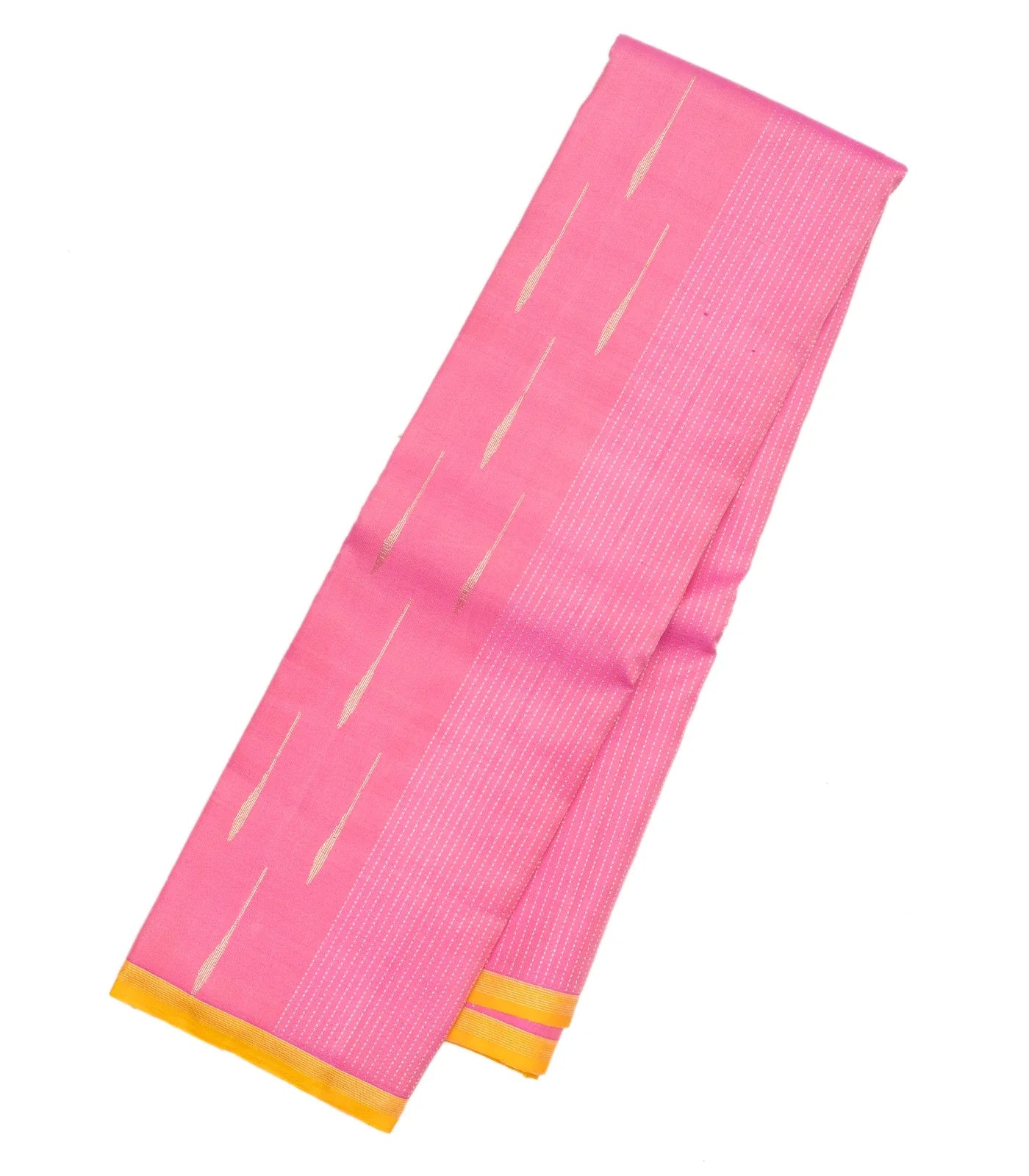 Bubblegum Pink Handloom Kanchipuram Silk Saree With Stripes & Buttas