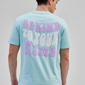 Be Kind To Your Mind Light Blue Slim Fit T-Shirt