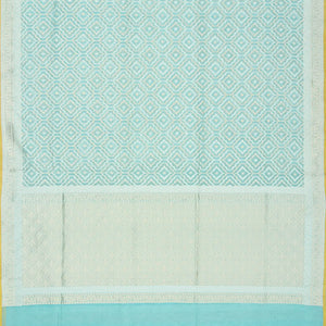 Turquoise Handwoven Banarasi Silk Cotton Saree With Floral Motifs