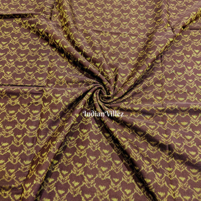 Dark Coffee Color Dual Tone Sambalpuri Ikat Cotton Fabric