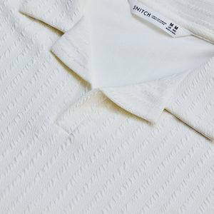 White Textured Cuban T-Shirt