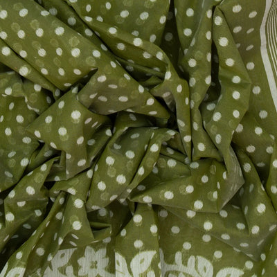Cardamom Green Bengal Cotton Saree With Coin Motifs
