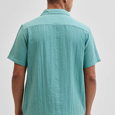 Turquoise Box Fit Linen Blend Shirt