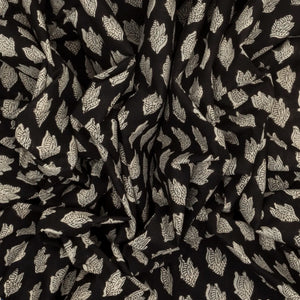 Black Woven Jaipur Cotton Saree With Taupe Printed Floral Motifs