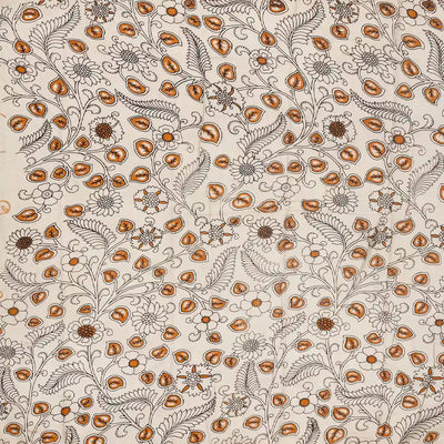 Black Woven Kalamkari Printed Cotton Saree With Peacock Motifs