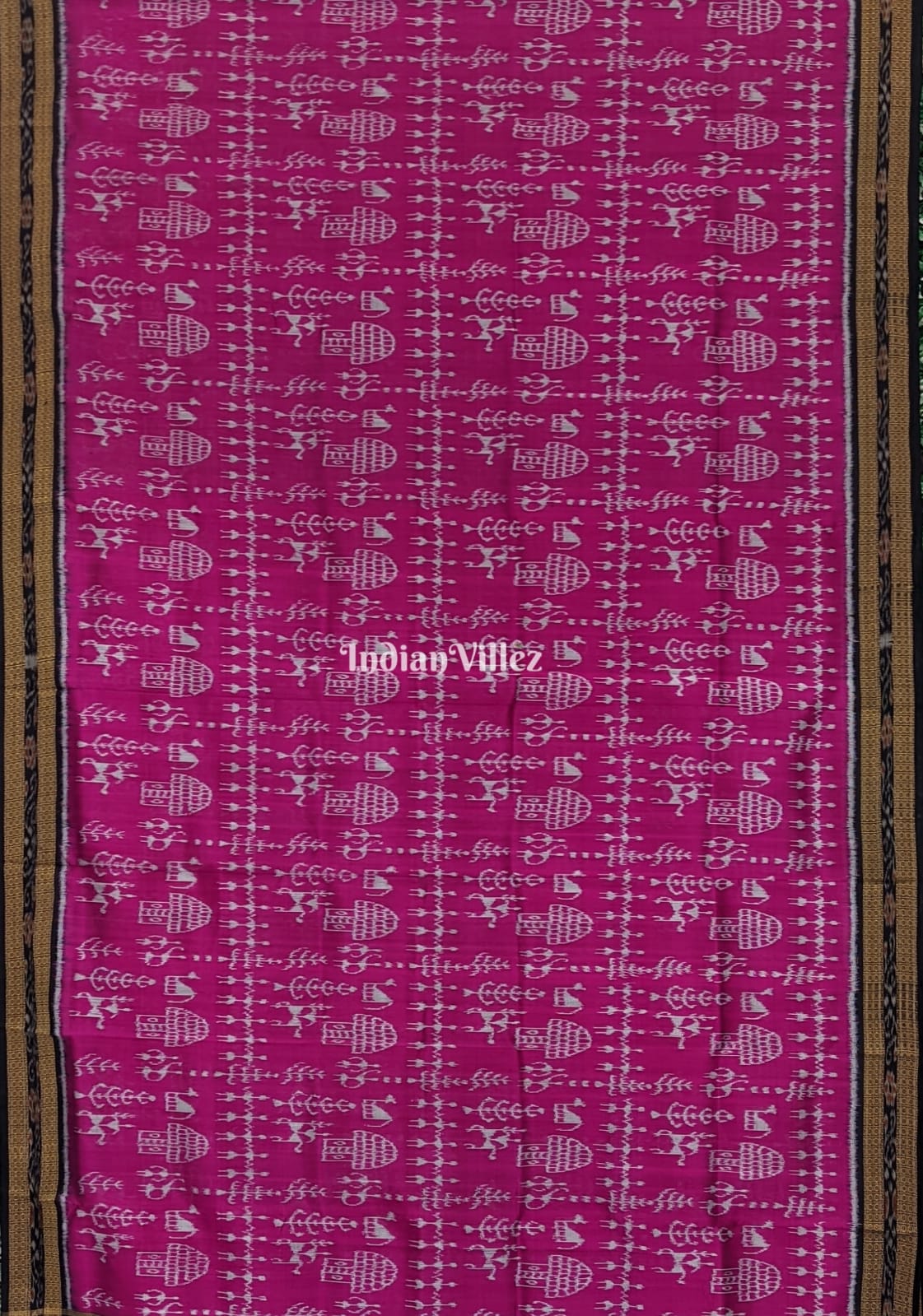 Magenta Purple Tribal Theme Khandua Silk Saree