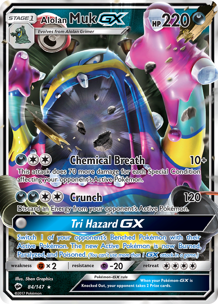 Alolan Muk-GX - 84/147 - Rare Holo GX
