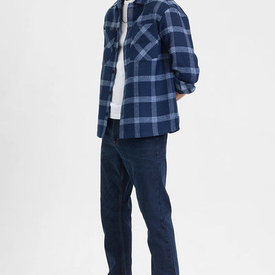 Navy Checks Relaxed Fit Overshirt