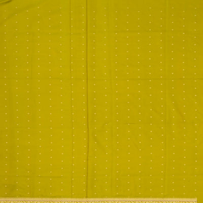 Mustard Handwoven Banarasi Silk Saree With Floral Motifs & Corner Buttas