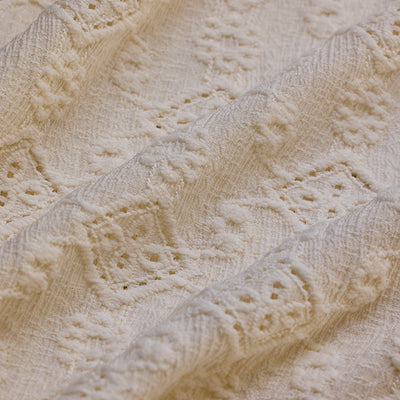 Cream Mandarin Self-Design Shirt