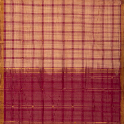 Dusty Pink Handloom Kadapa Cotton Saree With Checks