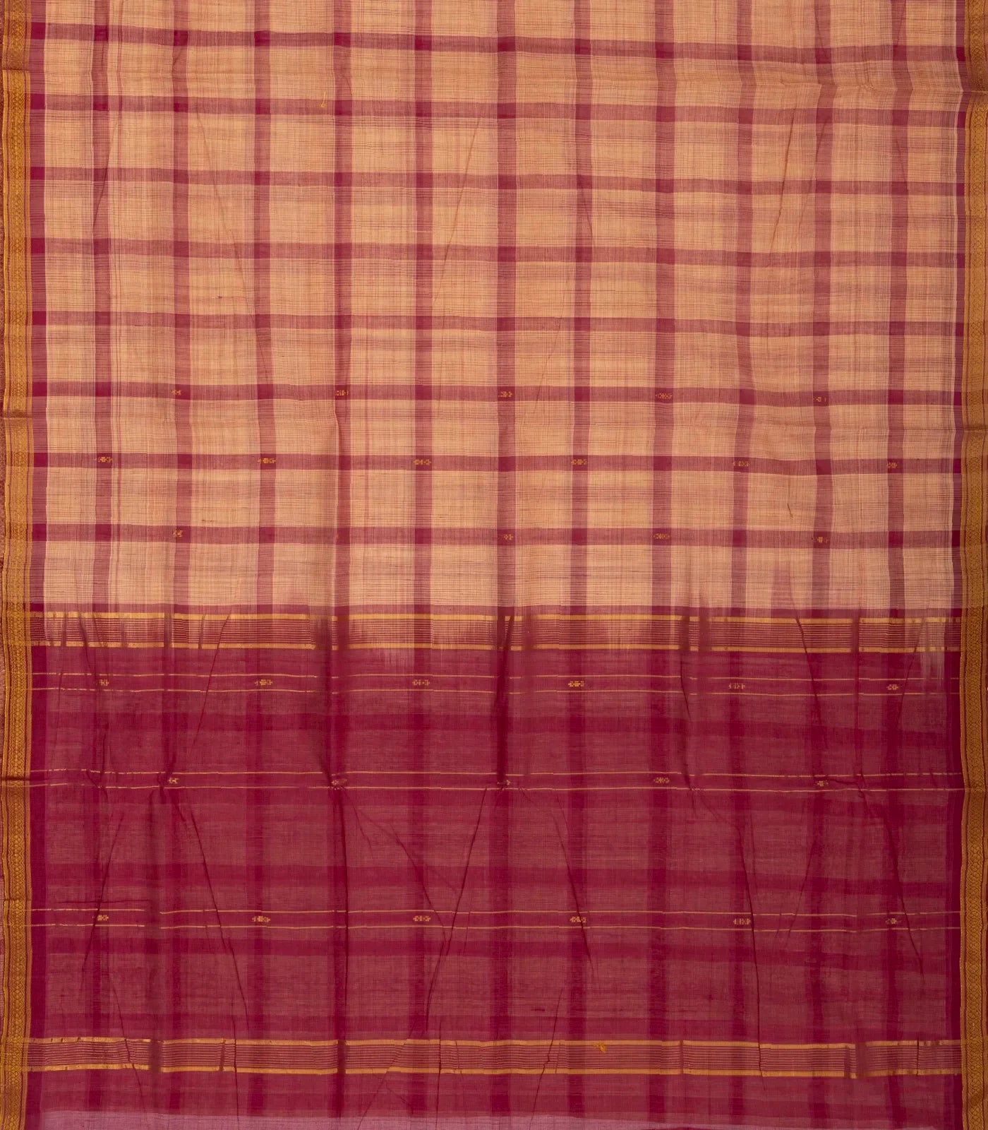 Dusty Pink Handloom Kadapa Cotton Saree With Checks