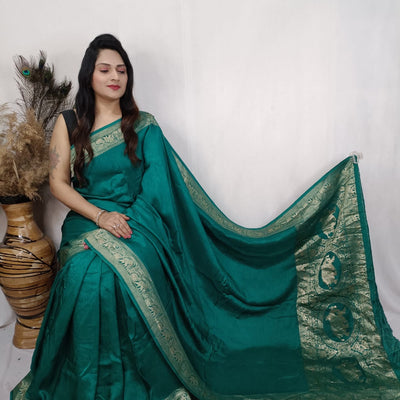 Dola Silk Golden Zari Border Saree