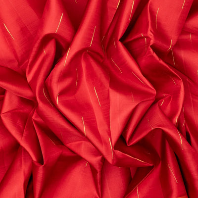 Red Handloom Kanchipuram Silk Saree With Jasmine Bud Buttas