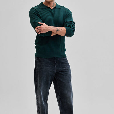 Dark Green Textured Polo T-Shirt