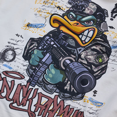 Duck Army White Oversized Fit T-Shirt