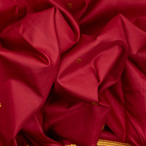 Crimson Handloom Kanchipuram 9 Yards Silk Saree With Annam Buttas