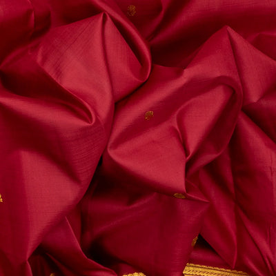 Crimson Handloom Kanchipuram 9 Yards Silk Saree With Annam Buttas