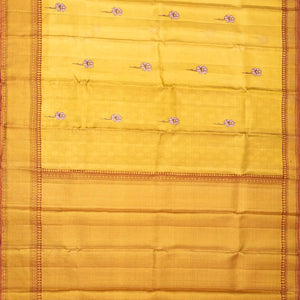 Gold Handloom Kanchipuram Tissue Silk Saree With Floral Buttas