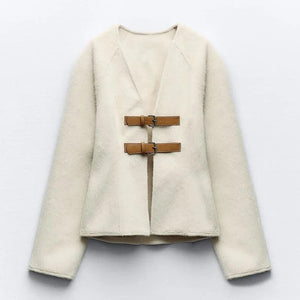 Kairo Leather Button Sweater Top