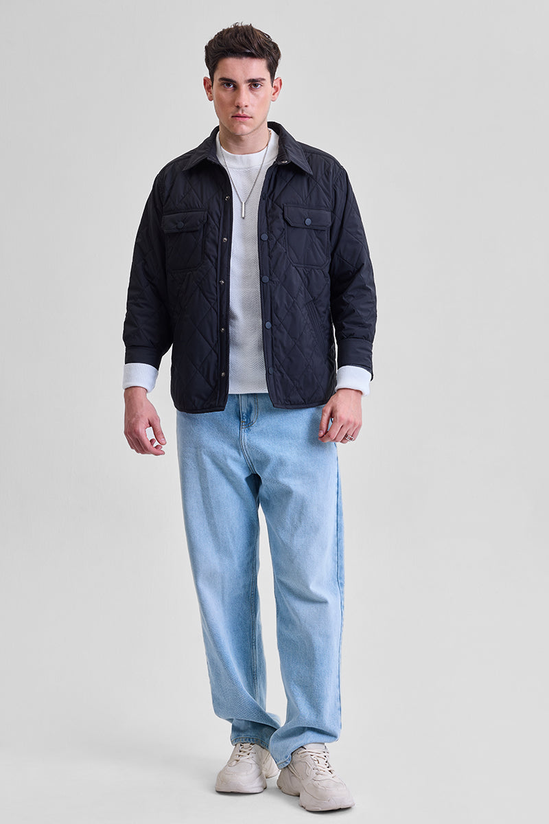 Black Double Pocket Relaxed Fit Jacket