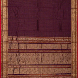 Magenta Handloom Kanchi Cotton Saree With Checks