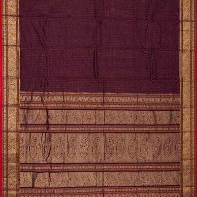 Magenta Handloom Kanchi Cotton Saree With Checks