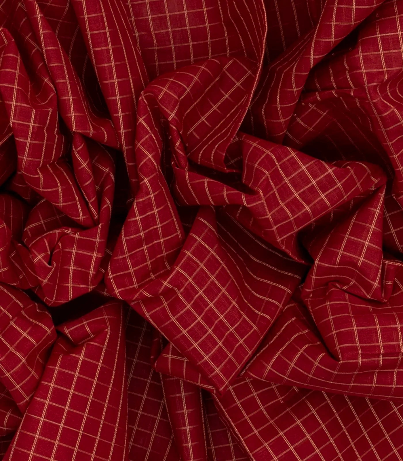 Crimson Handloom Kanchi Cotton Saree With Checks