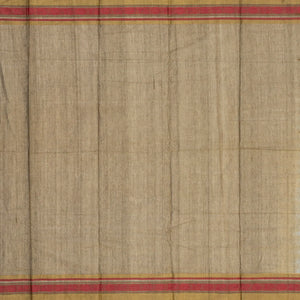 Cream Handloom Korvai Kanchi Cotton Saree With Annam Buttas